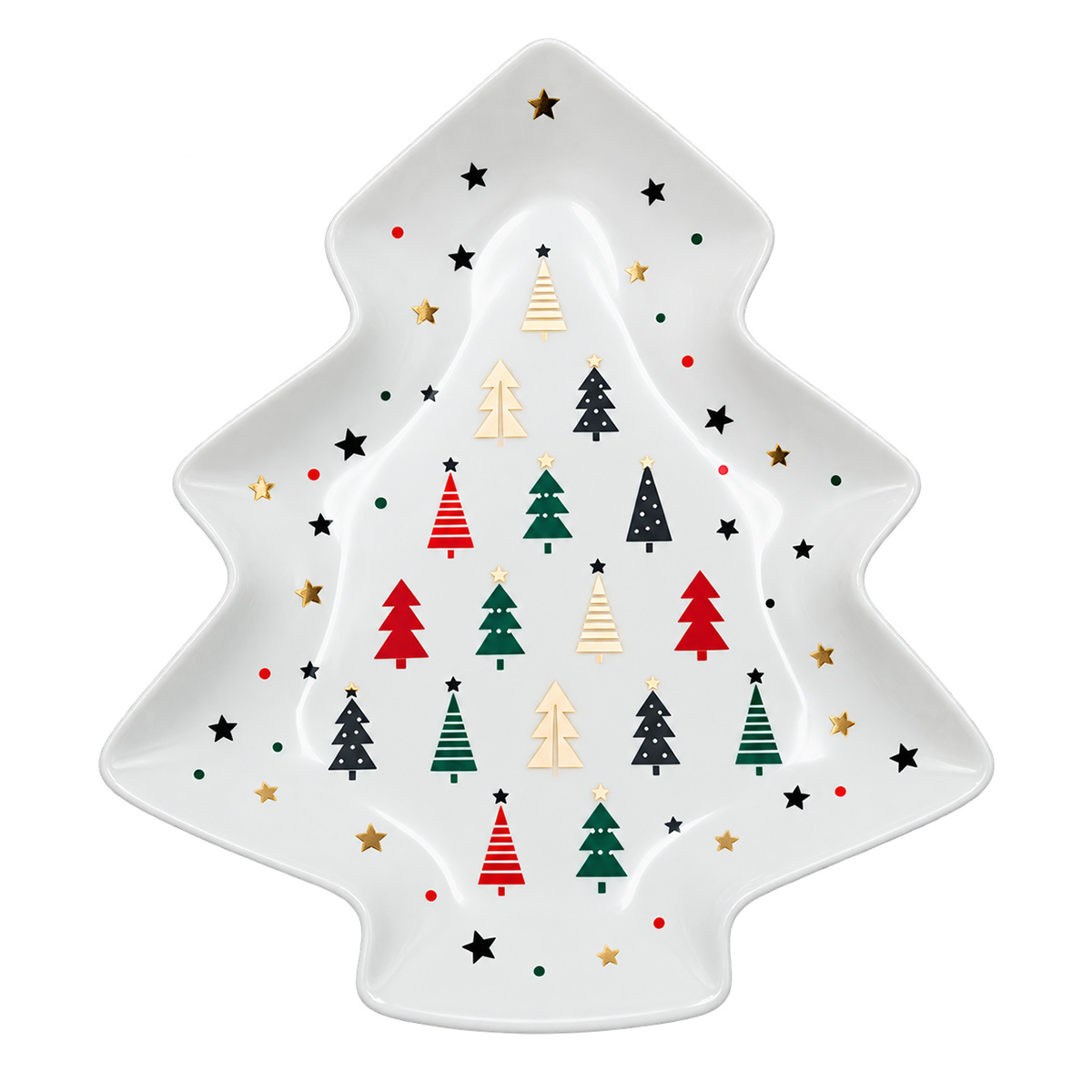 CHRISTMAS TREE PLATE WITH COLORFUL TREE, 25CM