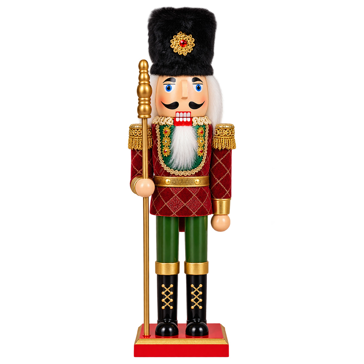 VELVET NUTCRACKER FIGURE BURGUNDY 37.5CM
