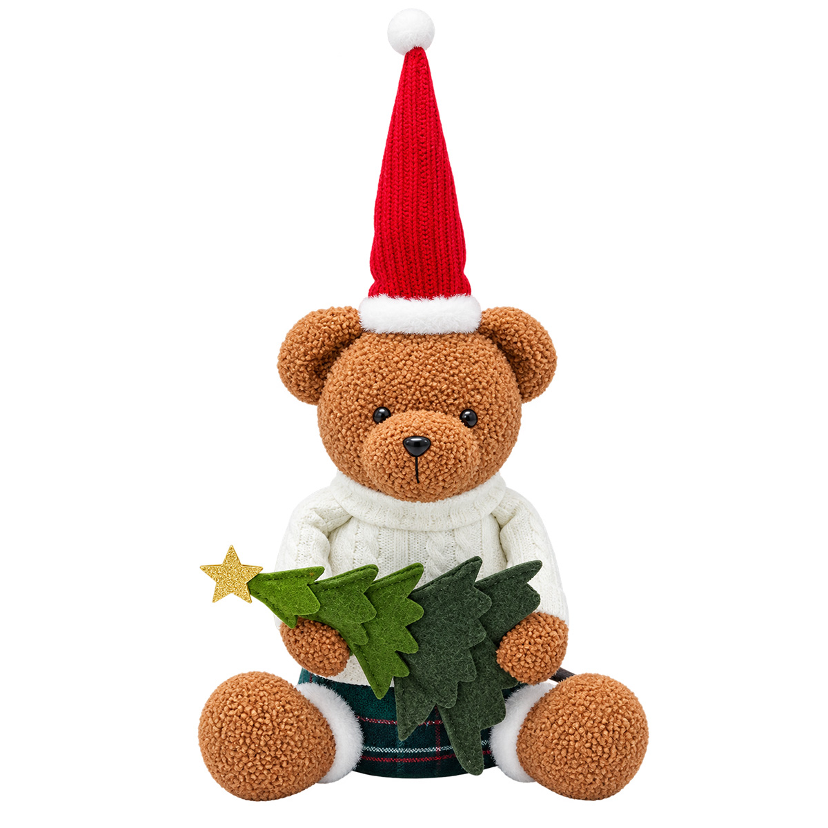 CHRISTMAS SITTING TEDDY BEAR WITH TREE 50CM