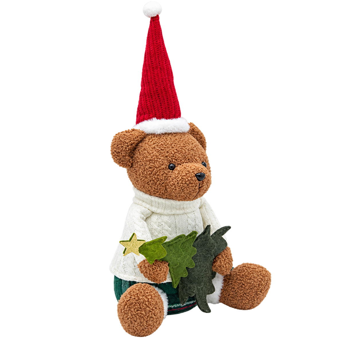 CHRISTMAS SITTING TEDDY BEAR WITH TREE 50CM - Image 2