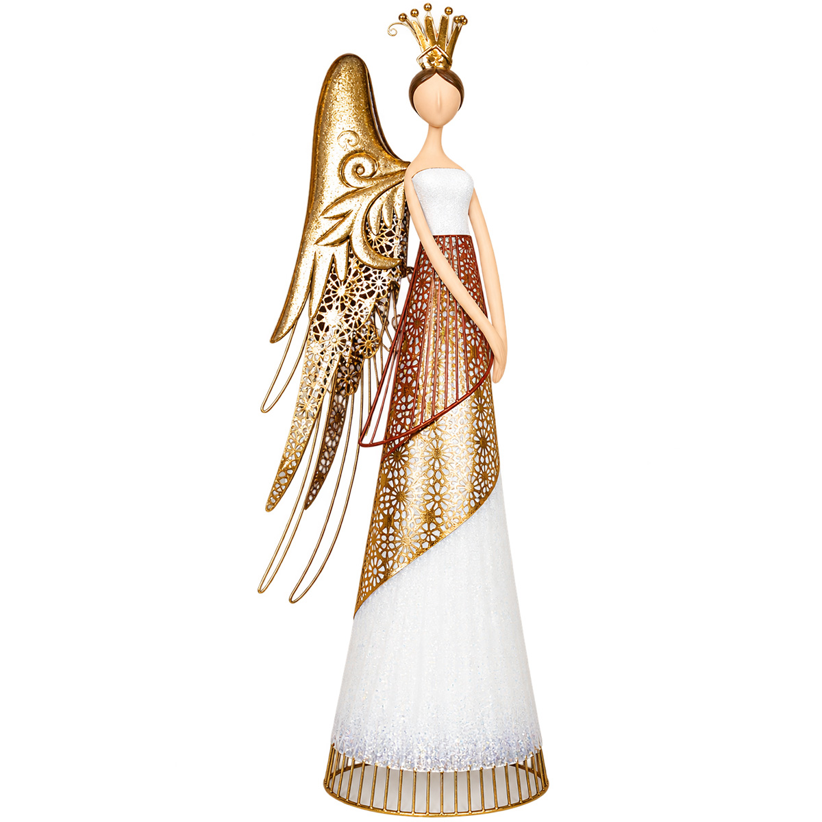 METAL CHRISTMAS PRINCESS WHITE & GOLD 76.8CM