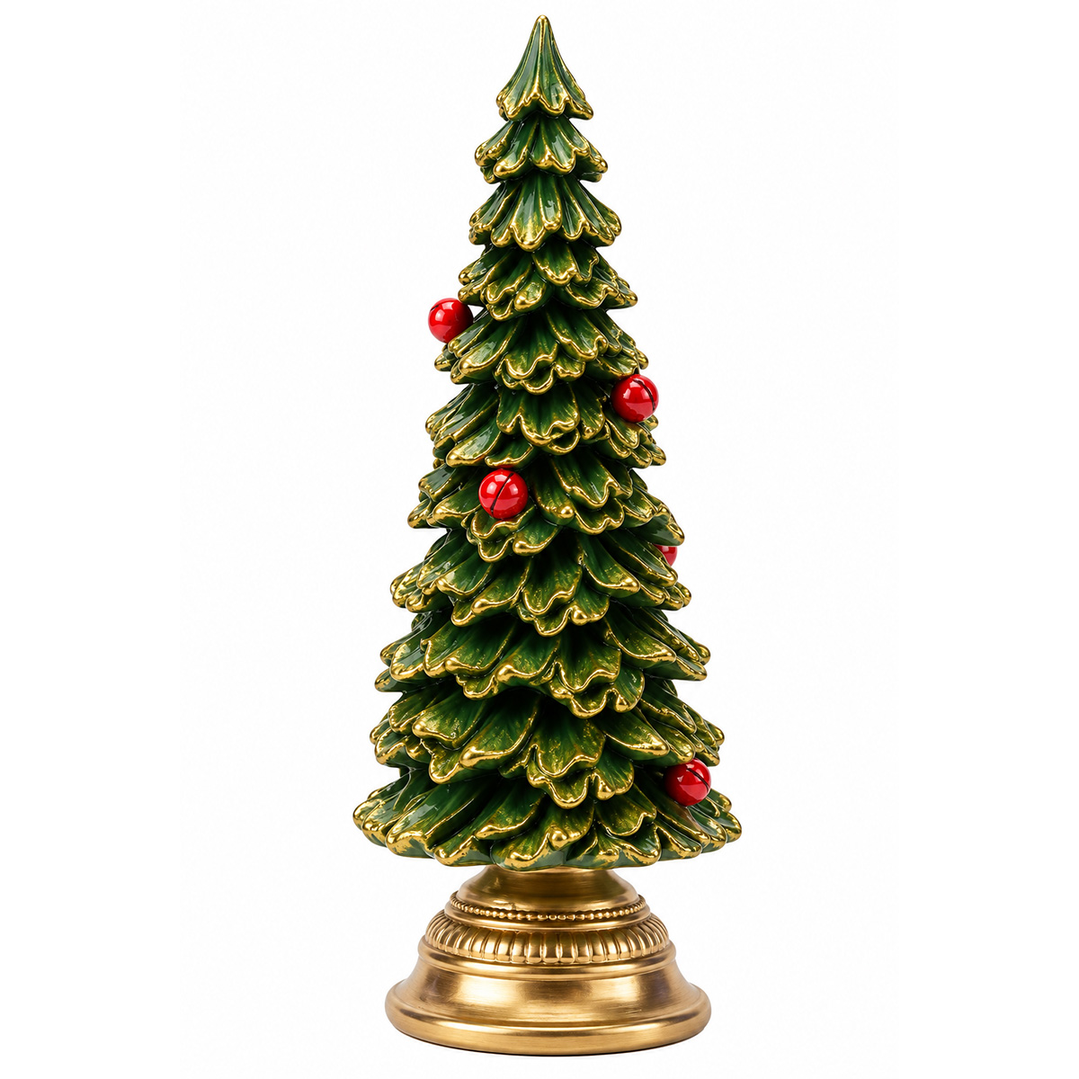 CHRISTMAS TREE WITH RED BELLS POLYRESIN 10.5 X 10.5 X 29.5 CM