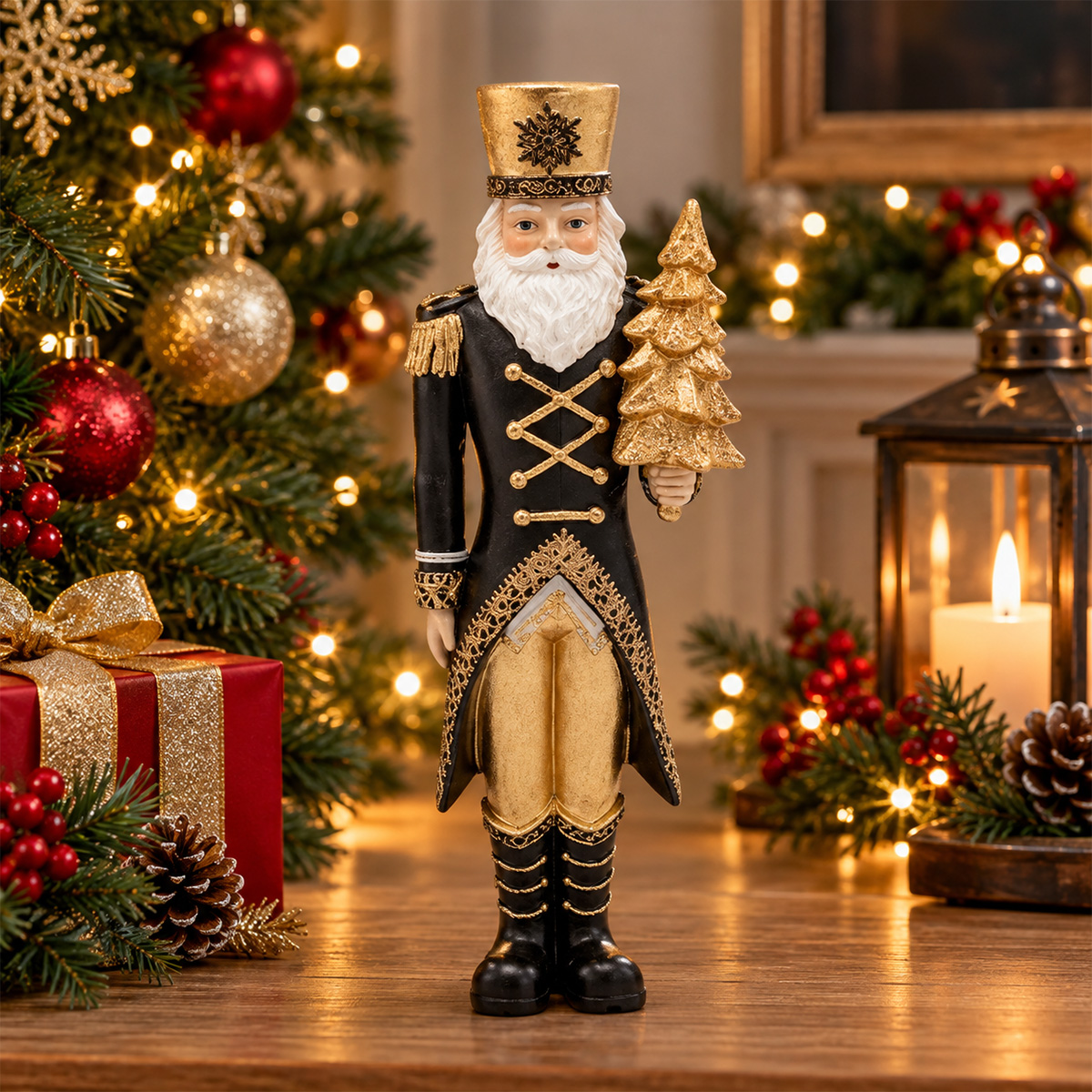 CHRISTMAS GENERAL FIGURE WITH GOLD TREE POLYRESIN 23 CM - Image 2