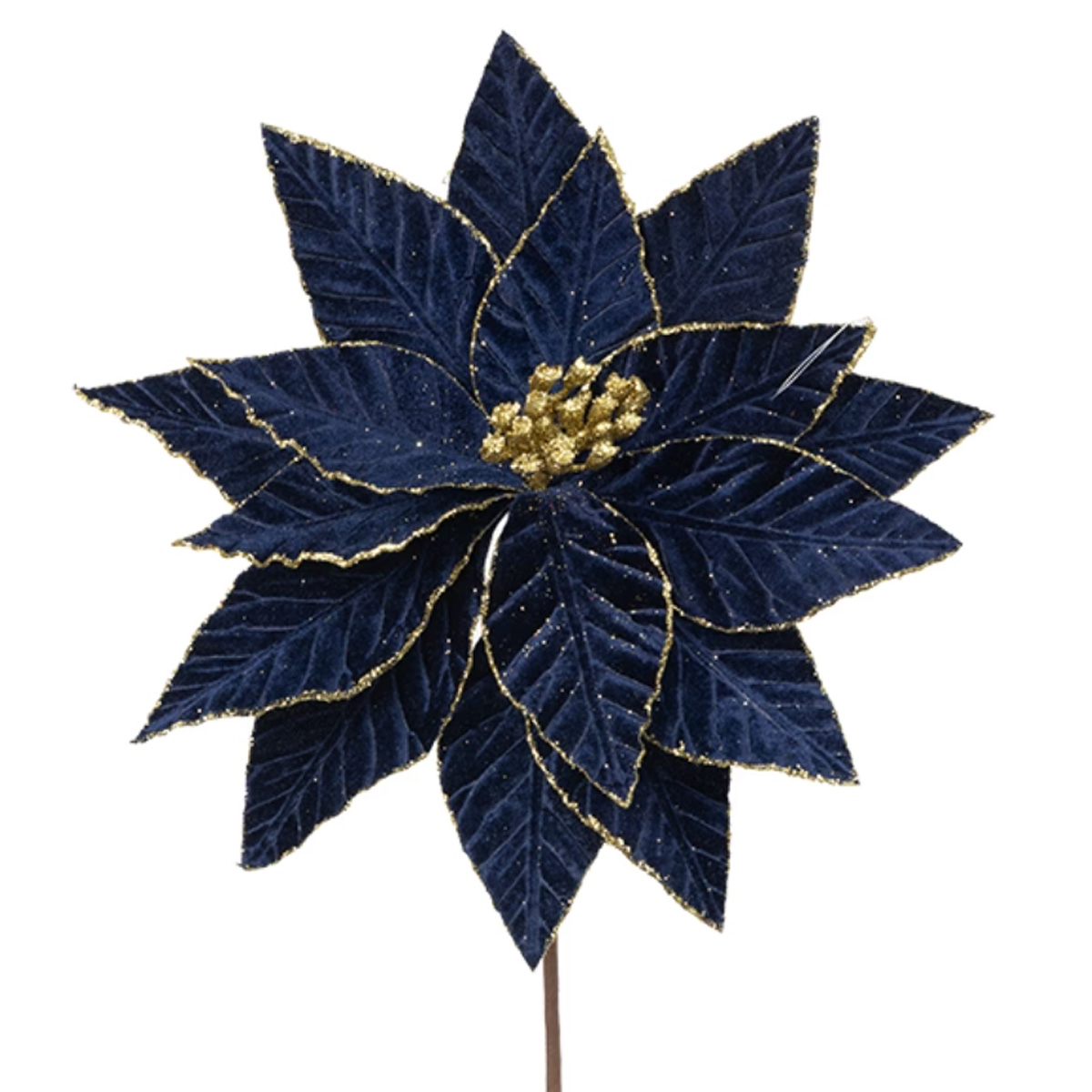 DEEP BLUE VELVET FLOWER WITH GOLD DETAILS 30X45CM