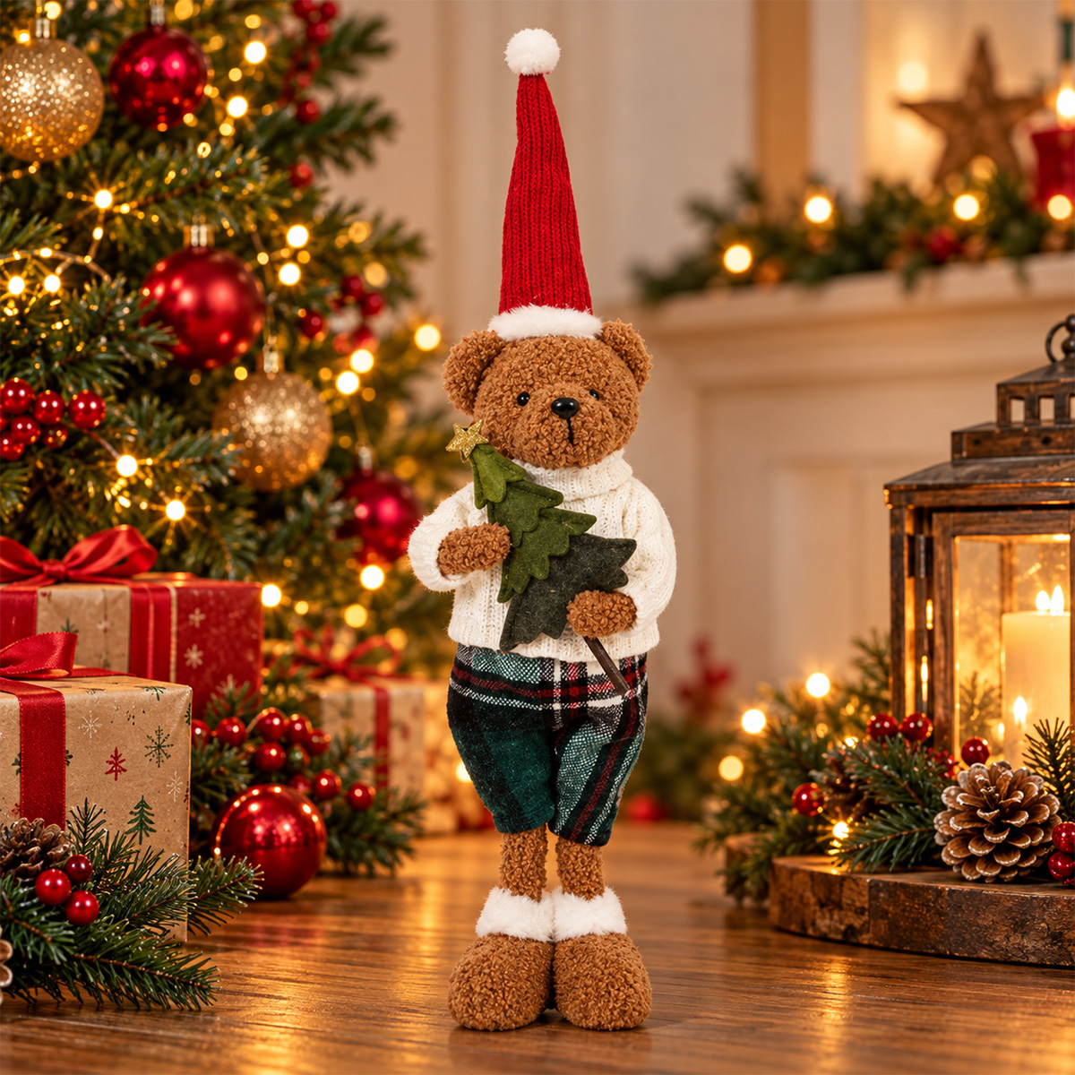 CHRISTMAS TEDDY BEAR WITH TREE 50 CM - Image 2