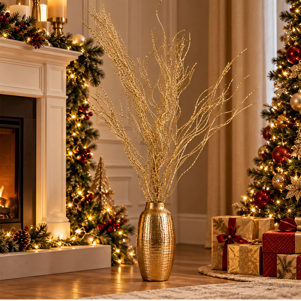 GOLD DECORATIVE CHRISTMAS BRANCH, 83CM - Image 2