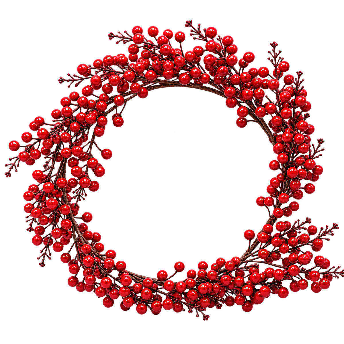 CHRISTMAS DECORATIVE WREATH WITH MIXED RED BERRIES 50CM