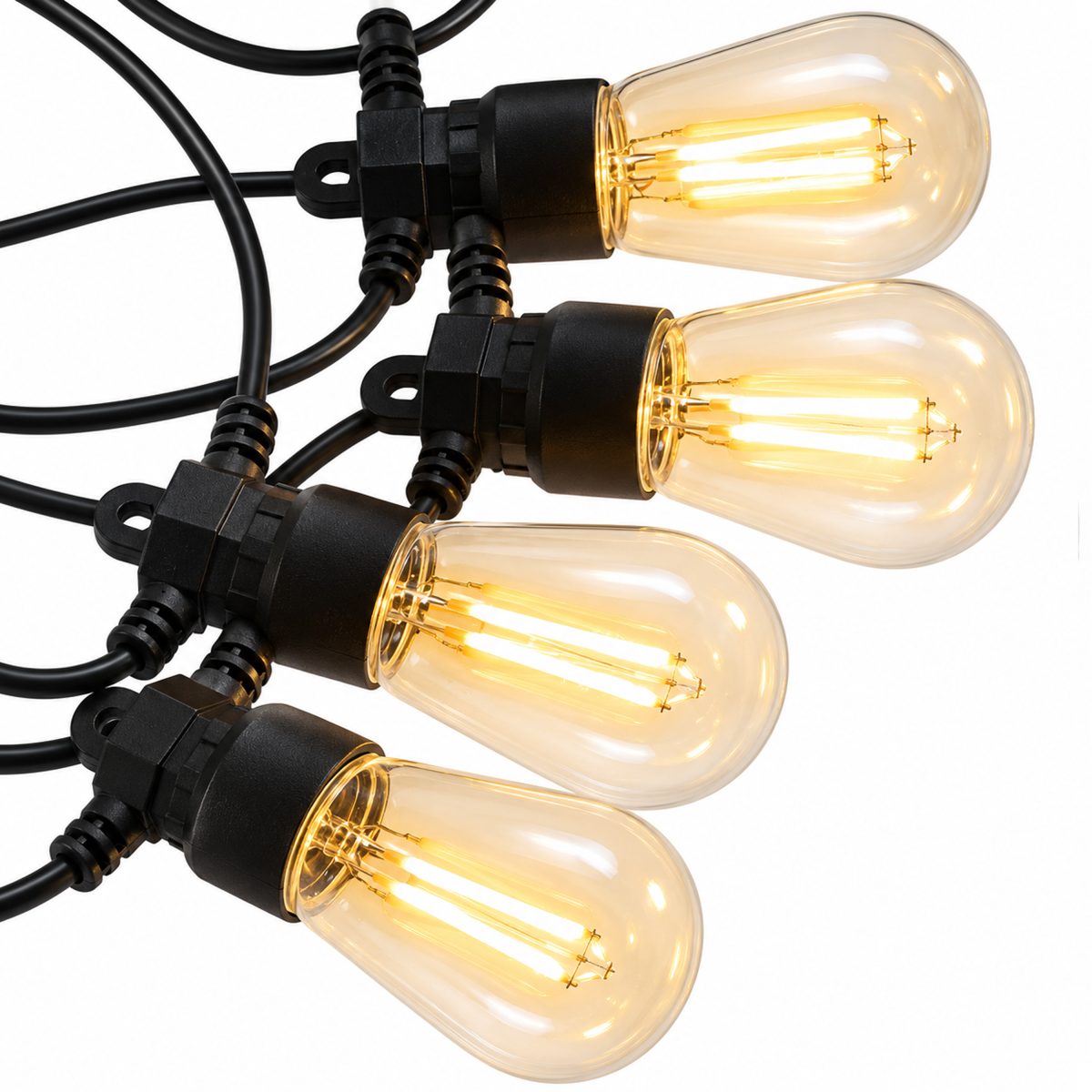 10 CHRISTMAS LIGHTS S14 BULB, 24V TRANSFORMER, FIXED, WARM WHITE LED, EACH 50CM, 2 EXTENSIONS UP TO 2 SETS, EXTENSION SUPPLY 3M, IP44