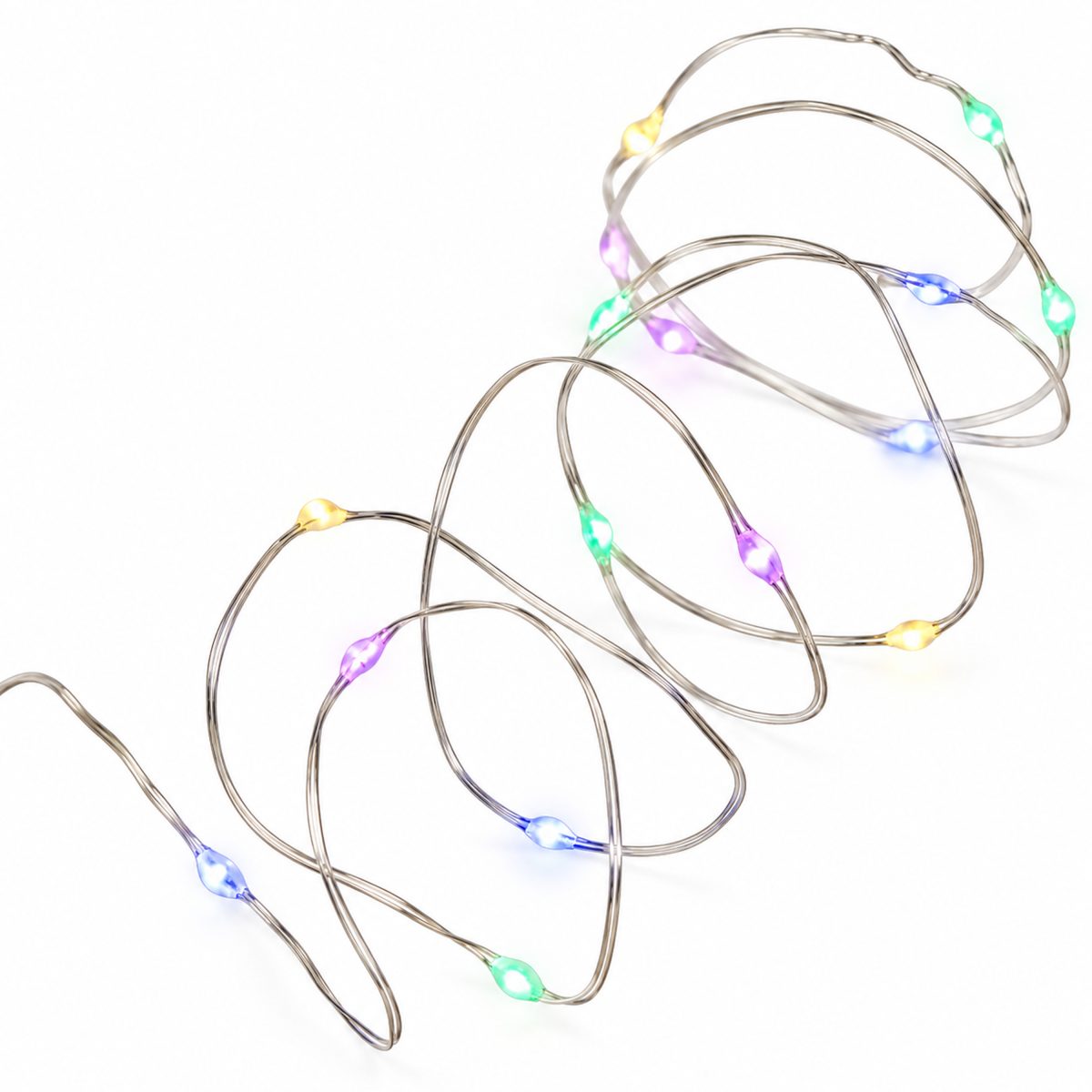 CHRISTMAS BATTERY LED STRING LIGHTS, 20 MULTICOLOUR OPAL MINI LED WITH TIMER