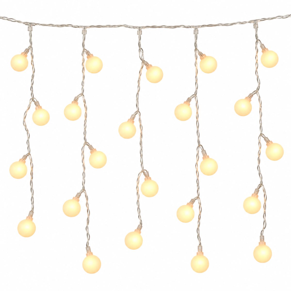 CHRISTMAS CURTAIN LIGHTS WITH 168 LED AND WHITE BALLS, WARM WHITE, IP44 80X300CM