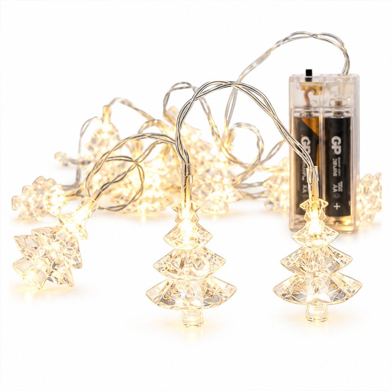10 LED ACRYLIC CHRISTMAS TREE STRING LIGHTS, WARM WHITE, BATTERY ...