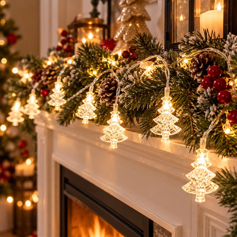 10 LED ACRYLIC CHRISTMAS TREE STRING LIGHTS, WARM WHITE, BATTERY ...