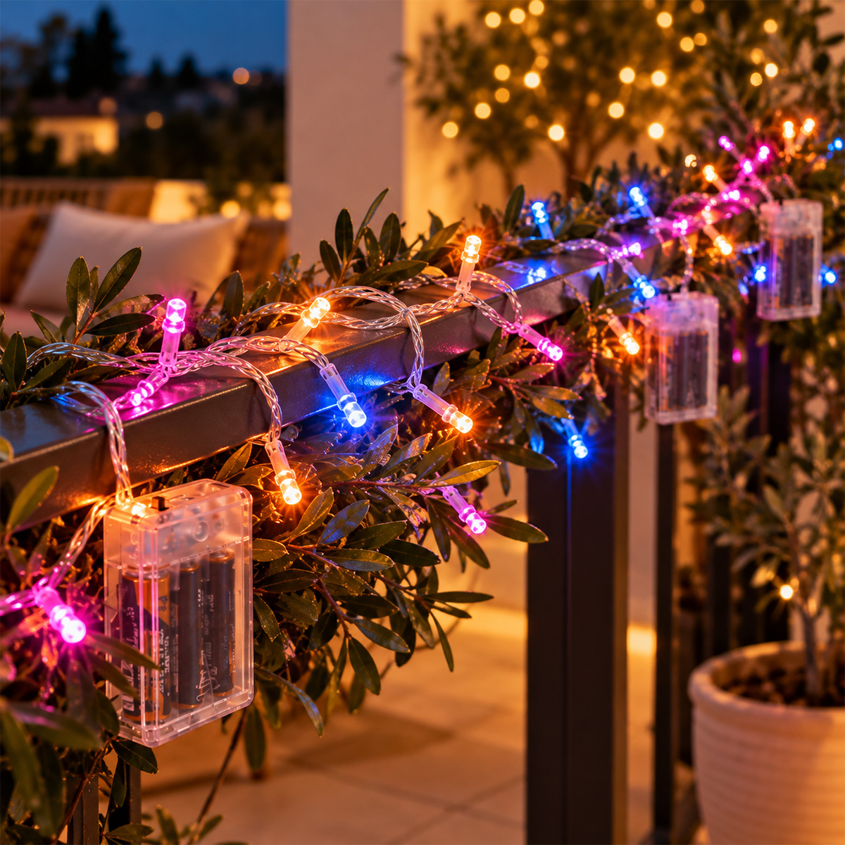 20 LED BATTERY CHRISTMAS STRING LIGHTS WITH TIMER, TRANSPARENT CABLE, ASSORTED COLOURS - Image 2