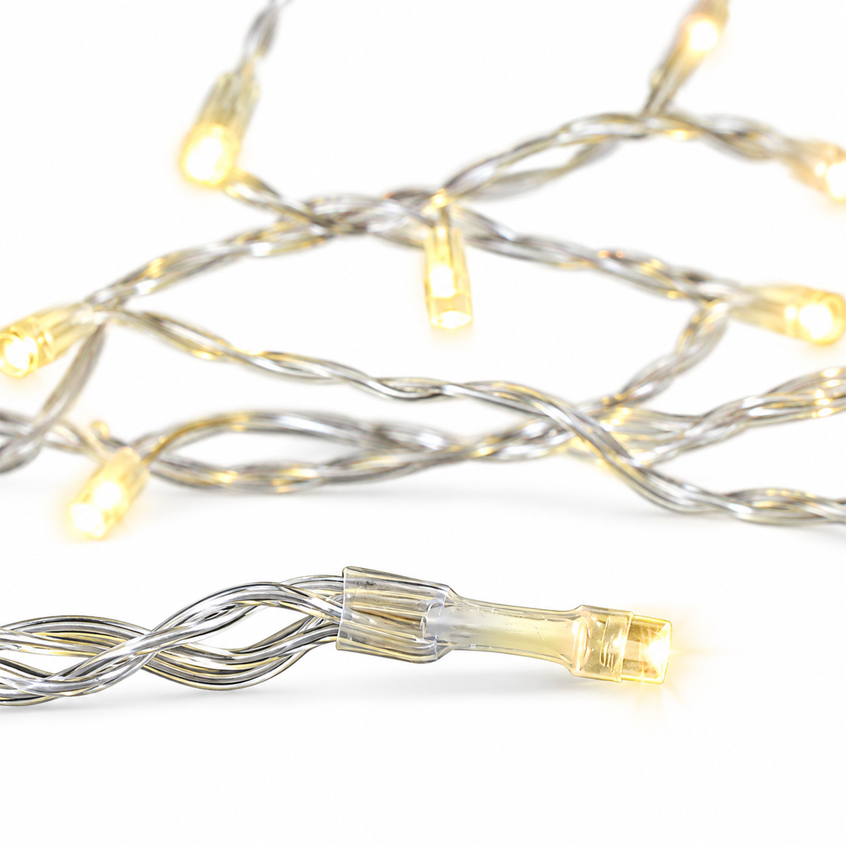20 LED BATTERY CHRISTMAS STRING LIGHTS WITH TIMER, WARM WHITE, TRANSPARENT CABLE