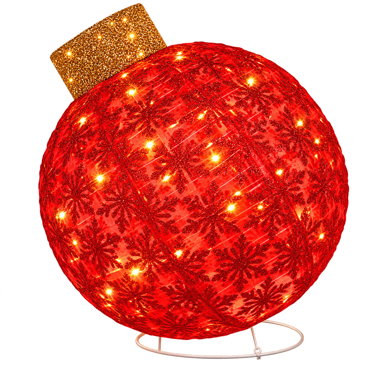 RED LIGHT-UP CHRISTMAS BAUBLE WITH BASE 100 WARM WHITE LEDS 64 X 64 X 77.5 CM IP44