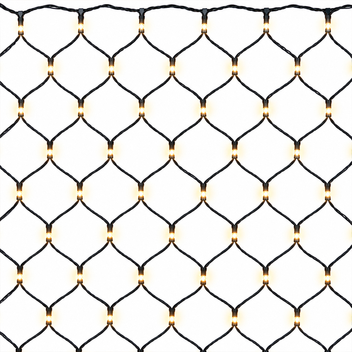 CHRISTMAS NET LIGHTS 240 WARM WHITE LED 3MM, 36V ADAPTOR, CONNECTABLE UP TO 3 SETS, GREEN PVC CABLE, 150X200CM, 3M POWER LEAD, IP44