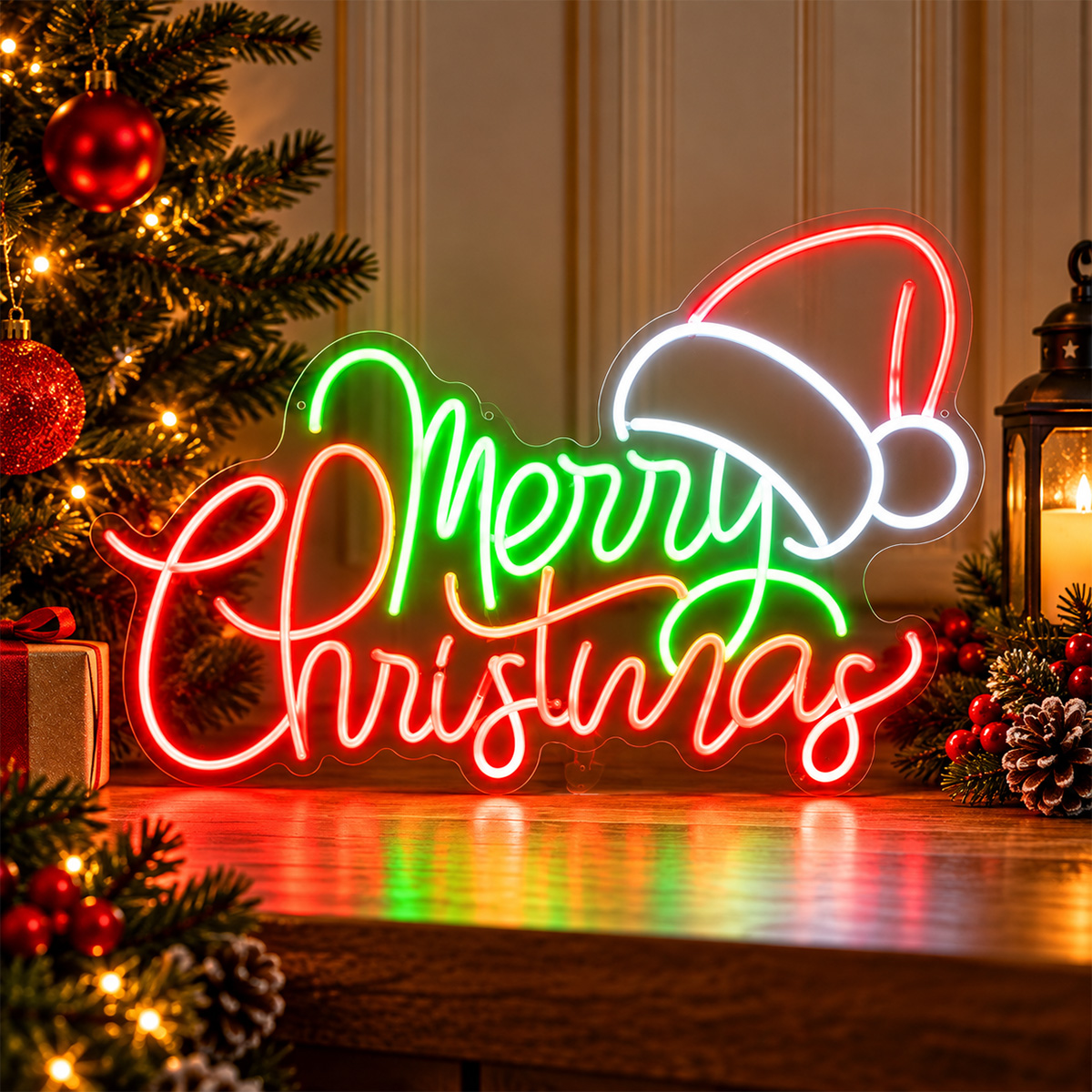LED NEON MERRY CHRISTMAS SIGN MULTICOLOUR 60X39CM IP44 - Image 2