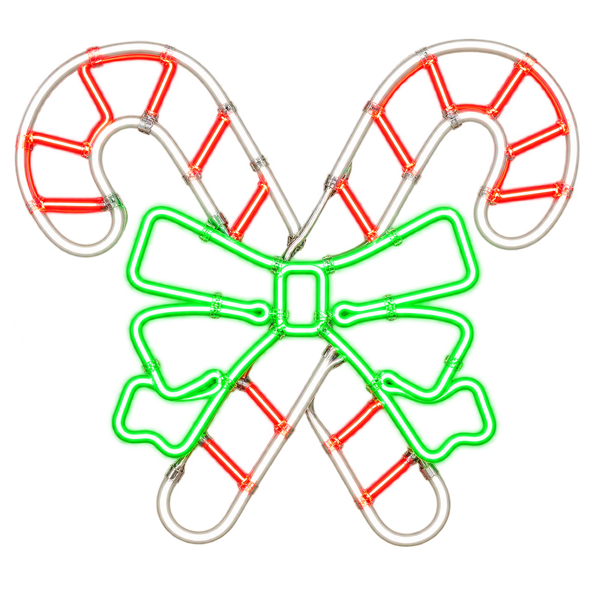 LED NEON ROPE LIGHT CANDY CANE WITH GREEN BOW 70 X 60 CM IP44