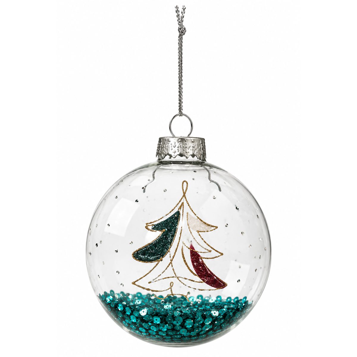 CHRISTMAS BALL TRANSPARENT WITH INSIDE DECOR 7CM