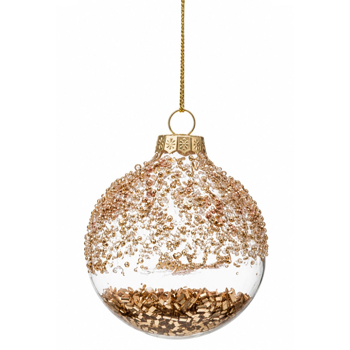 CHRISTMAS TRANSPARENT BALL WITH BRONZE DECORATION 6CM