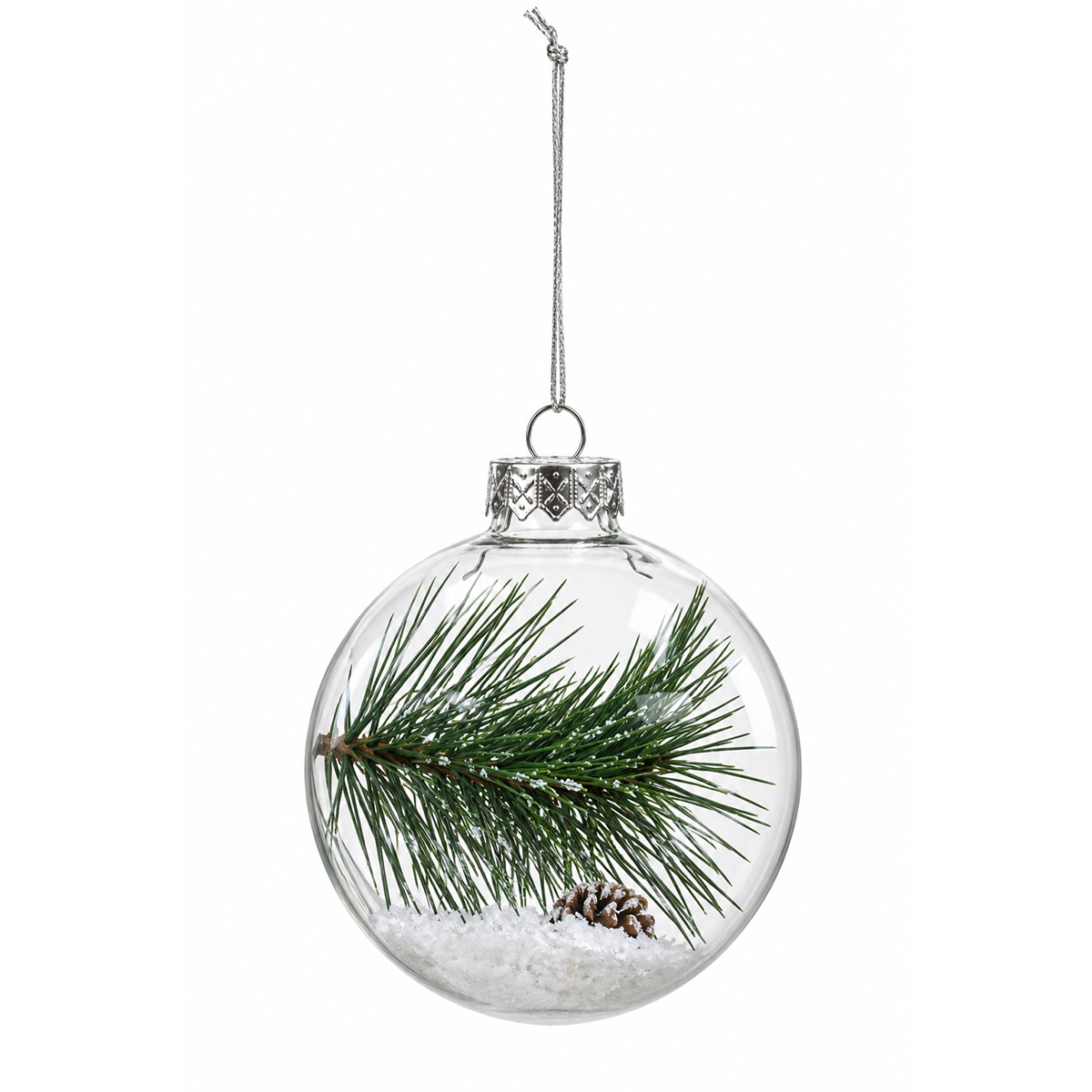 CHRISTMAS BALL TRANSPARENT WITH INSIDE DECOR 8CM