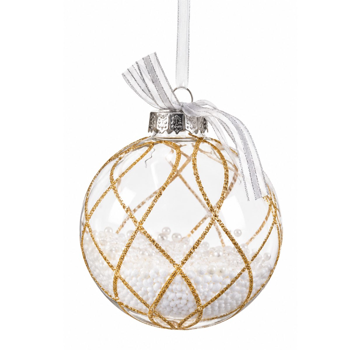 CHRISTMAS BALL TRANSPARENT WITH INSIDE DECOR 8CM