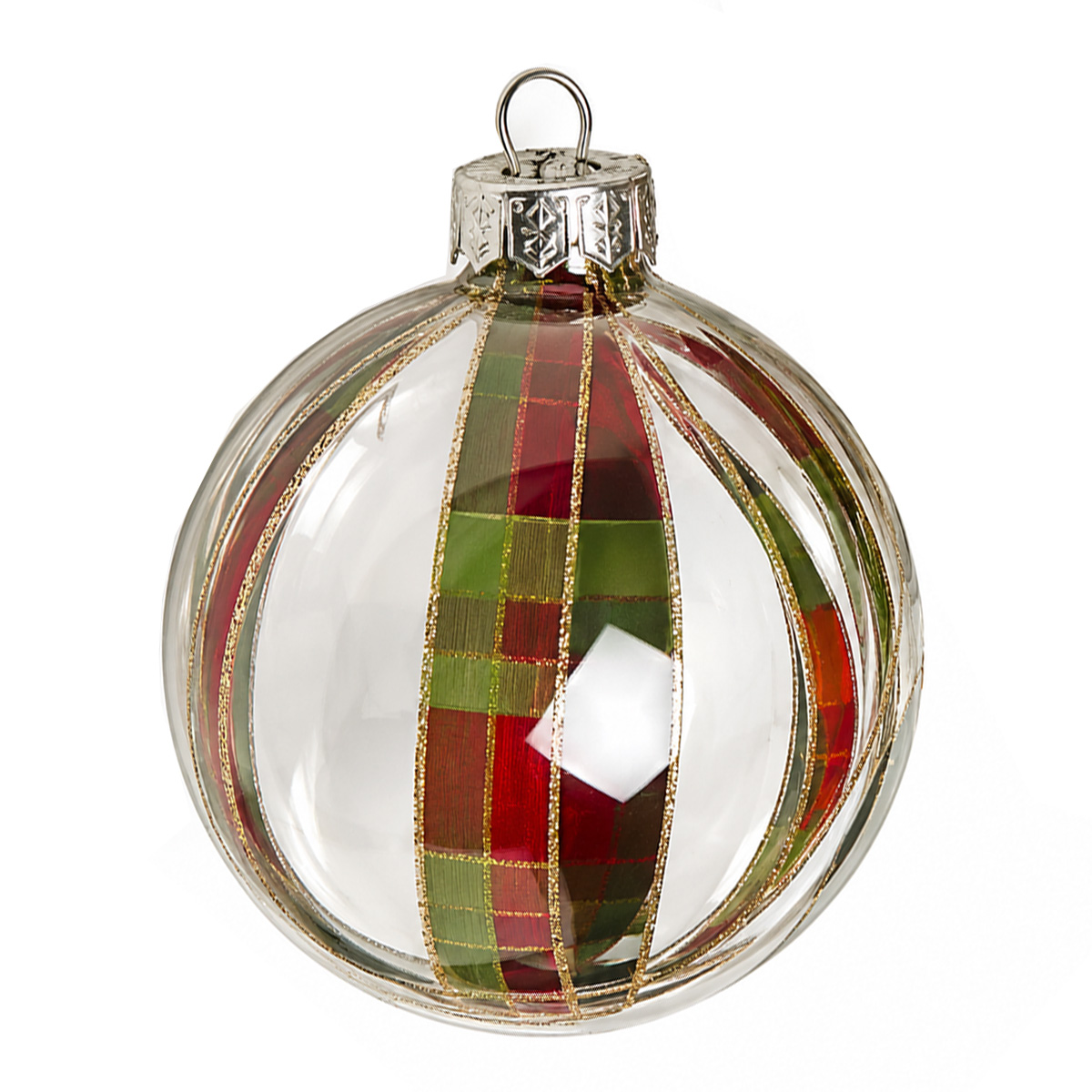 CHRISTMAS BALL 7CM TRANSPARENT WITH RIBBON