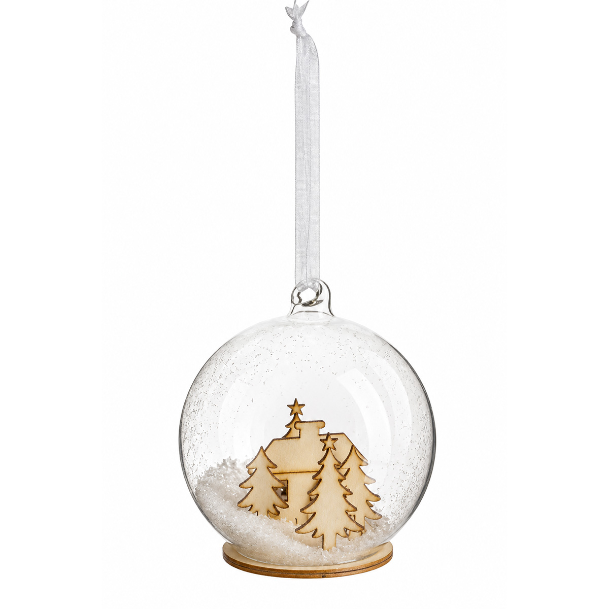 CHRISTMAS BALL 8CM TRANSPARENT WITH INTERNAL FIGURE