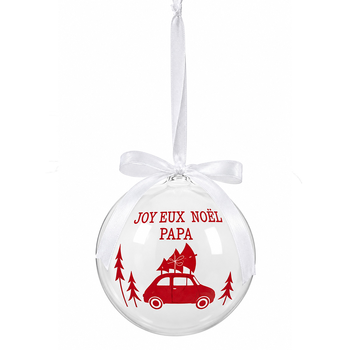 CHRISTMAS BALL WITH PRINTED WISH INSIDE 7.5CM
