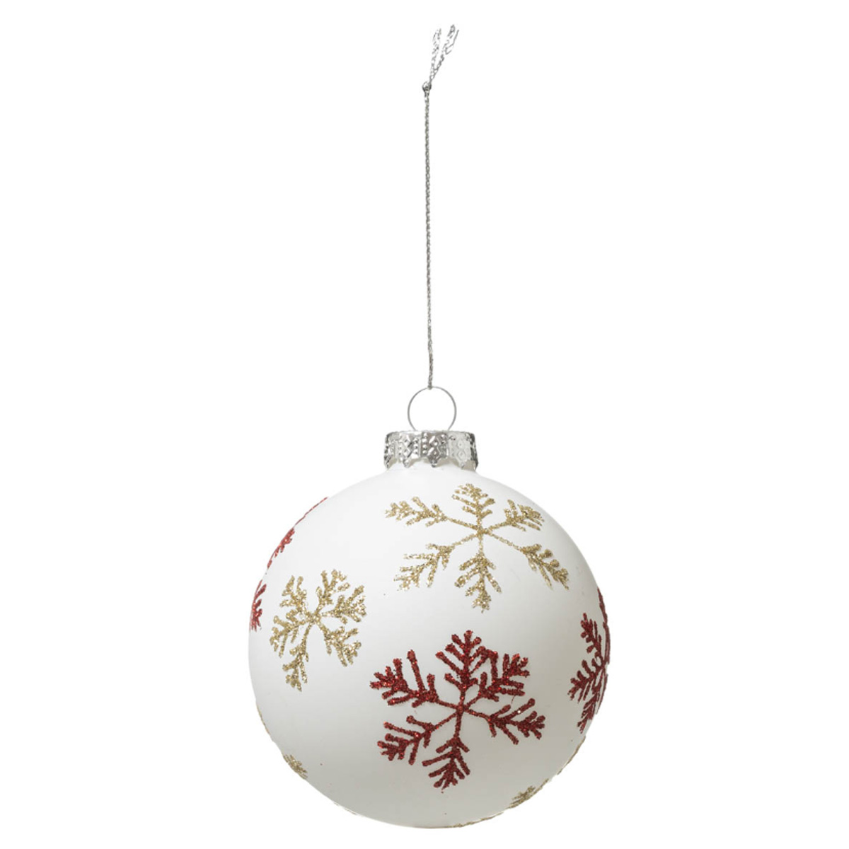 CHRISTMAS GLASS BALL WITH SNOWFLAKE 8CM