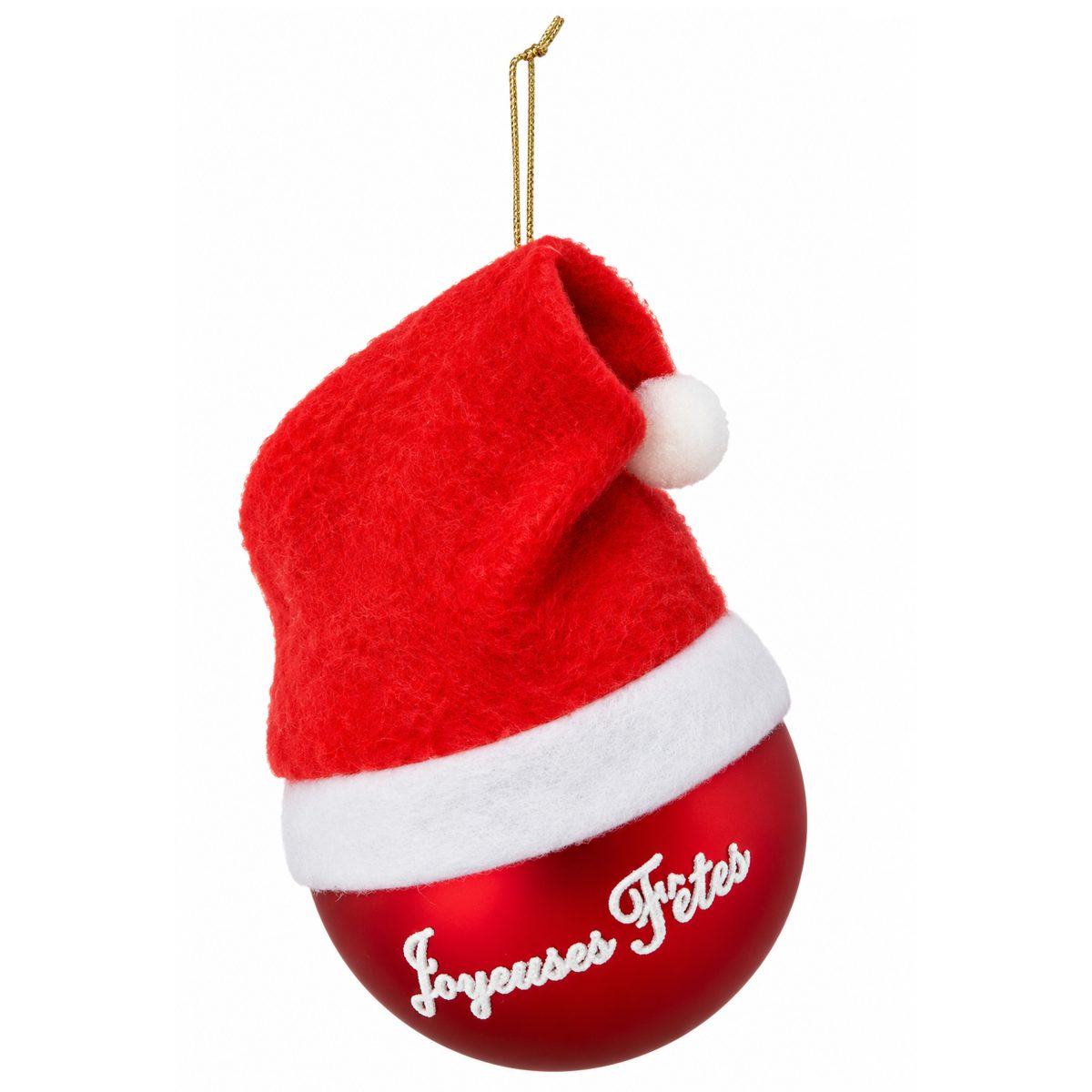 CHRISTMAS GLASS BALL WITH HAT 6CM