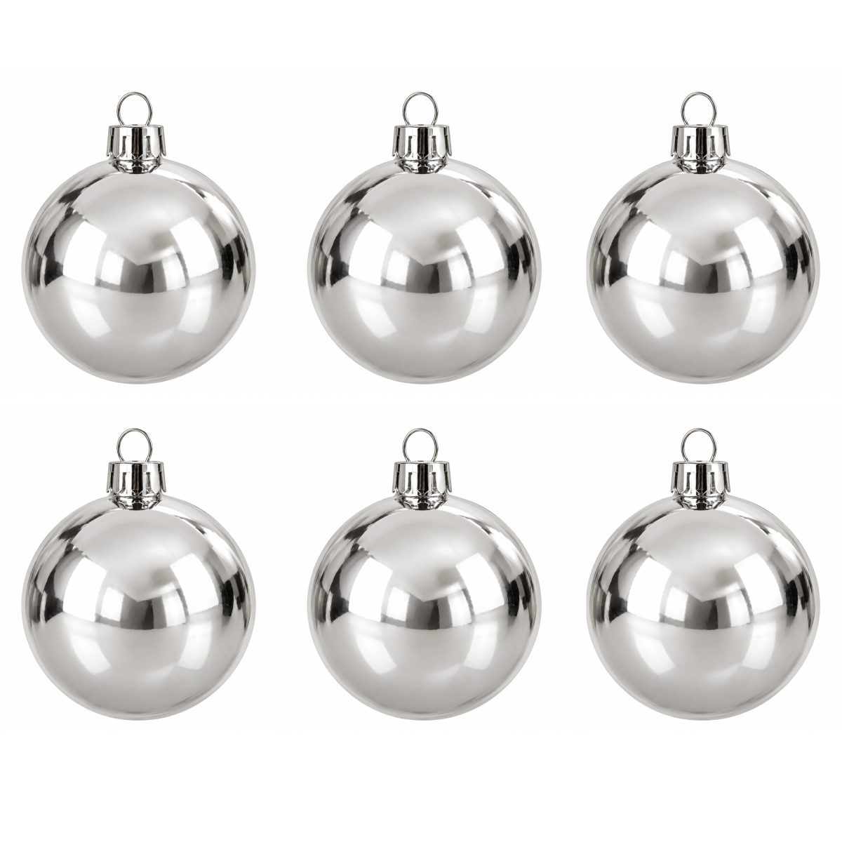 CHRISTMAS BALLS SILVER 6CM 6PCS