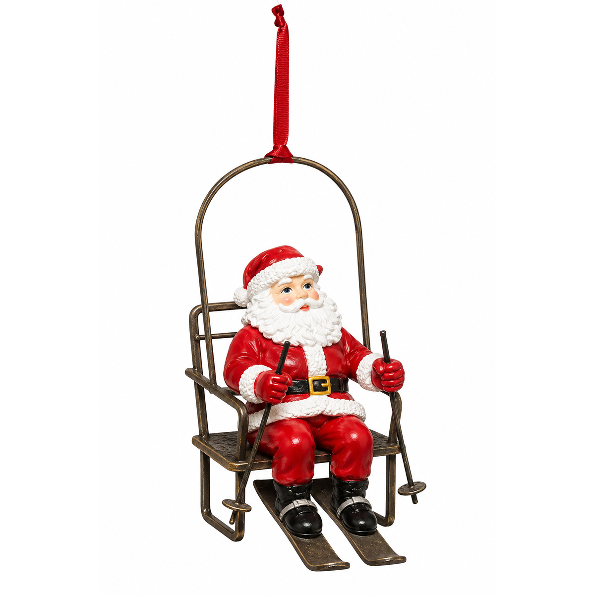 SANTA CLAUS PENDANT ON A SKI CHAIR 14CM