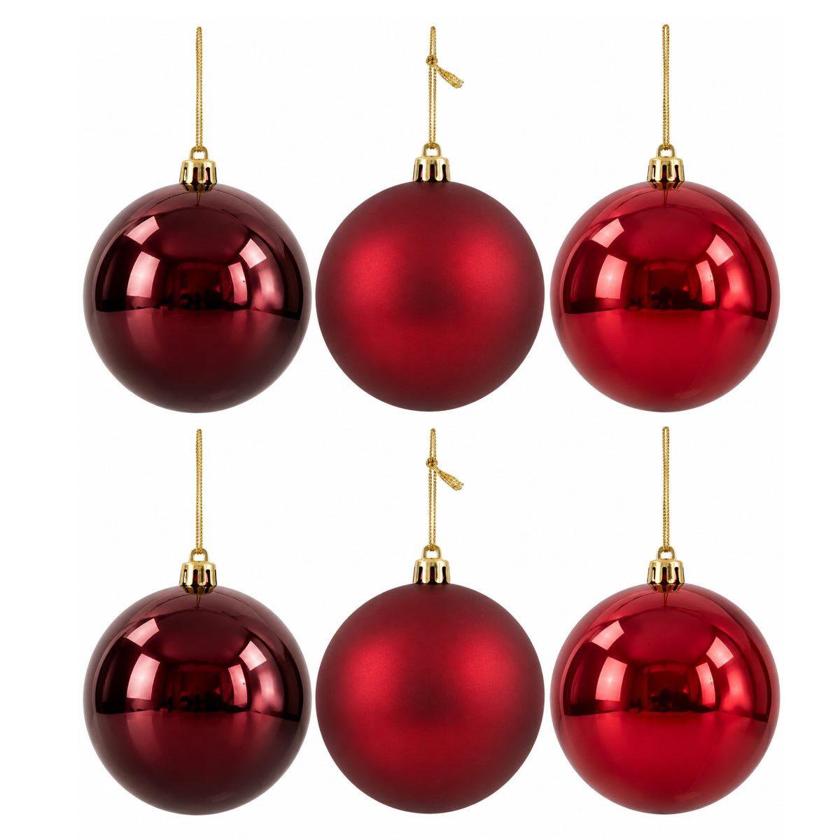 CHRISTMAS BALL, PLASTIC RETRO, SET OF 6, 10CM