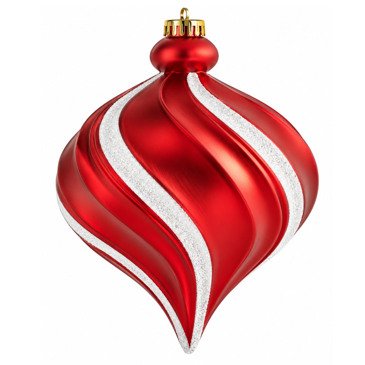 CHRISTMAS PLASTIC ORNAMENT, ONION, WHITE AND RED, 15CM