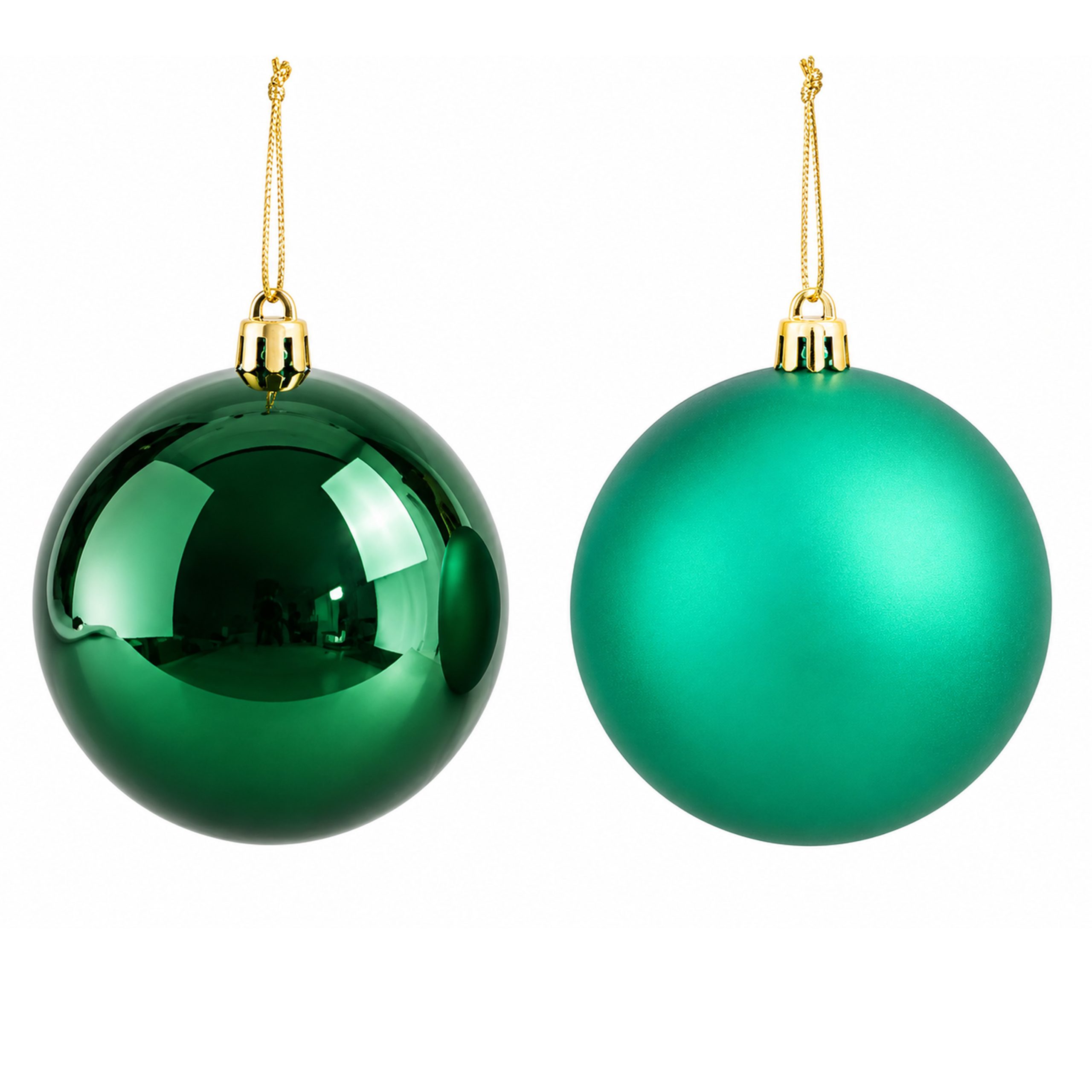 CHRISTMAS PLASTIC BALLS DARK GREEN, 3 SHINY AND 3 WITH GLITTER 10CM 6PCS - Image 2