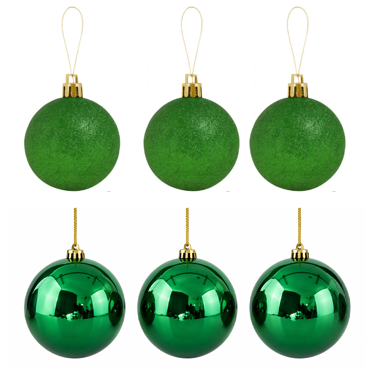 CHRISTMAS PLASTIC BALL, SET OF 6 PCS (3 SHINY, 3 GLITTER), 10CM