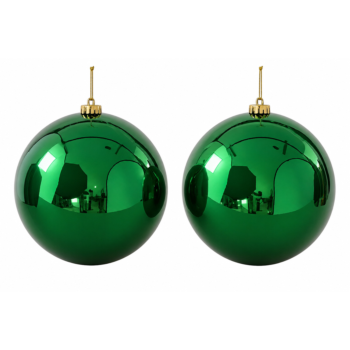 CHRISTMAS PLASTIC BALL, GREEN, GLOSSY, SET OF 2PCS, 20CM