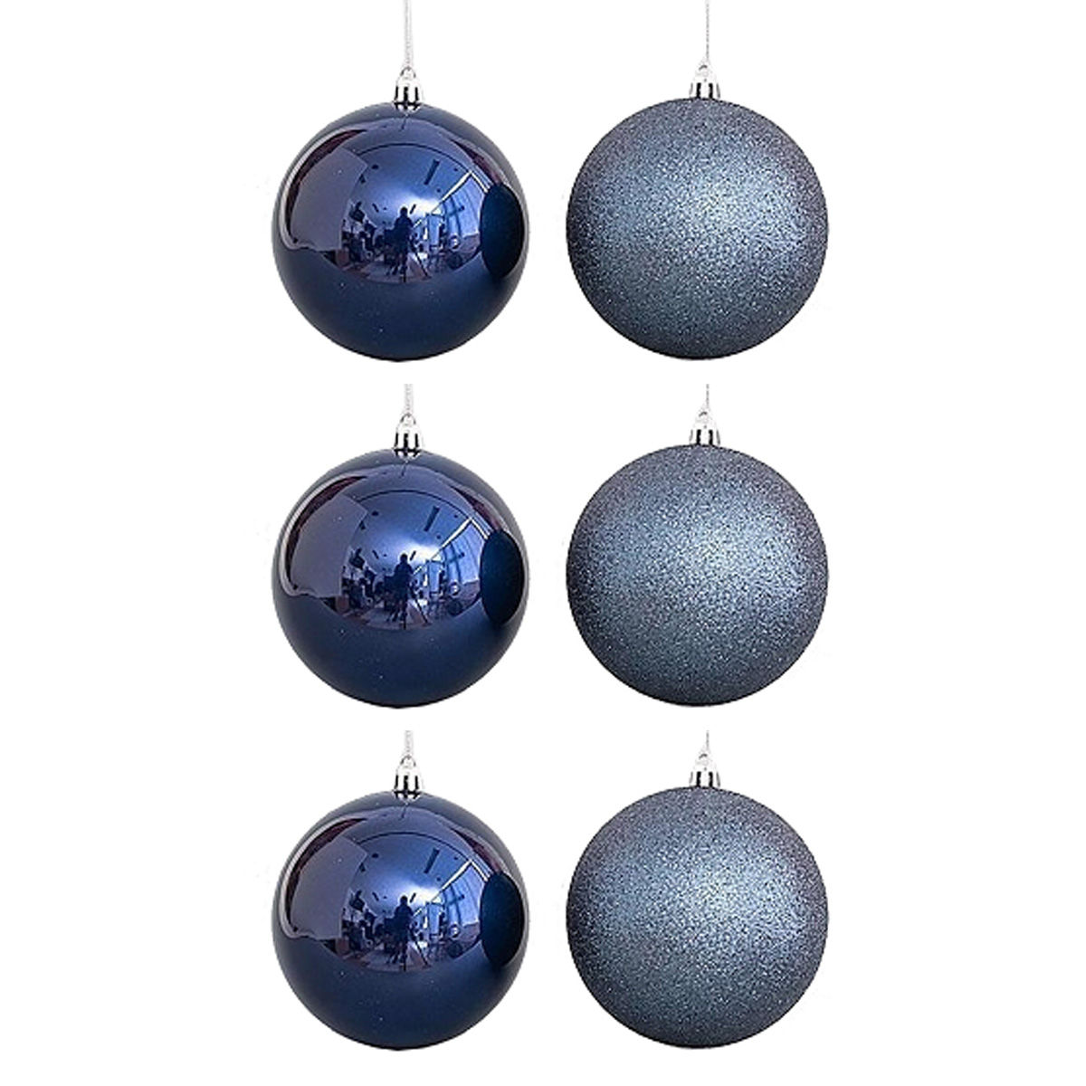 CHRISTMAS PLASTIC BALL, SET OF 6 PCS (3 SHINY, 3 GLITTER), 10CM