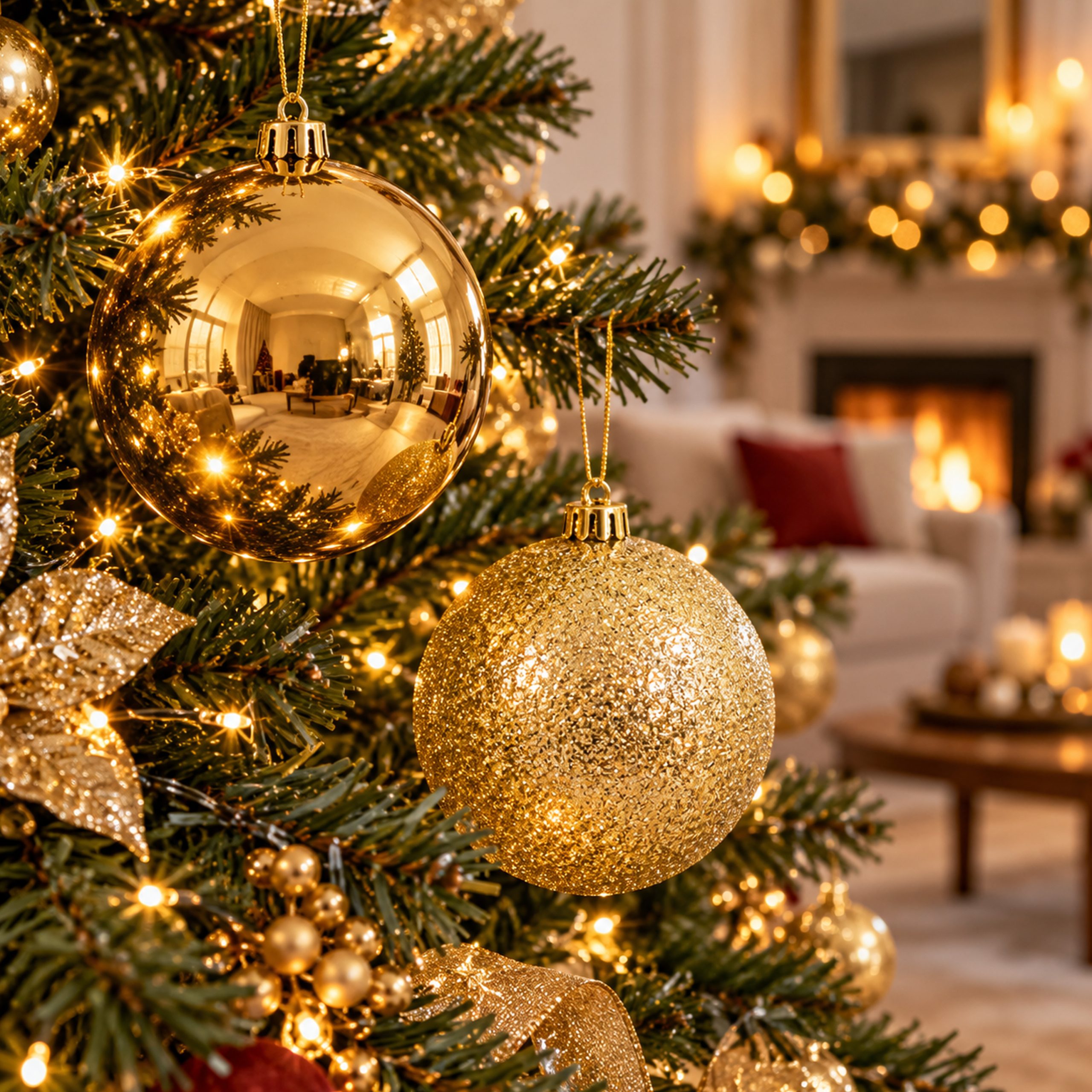 CHRISTMAS PLASTIC BALL GOLD 20CM 2PCS - Image 2