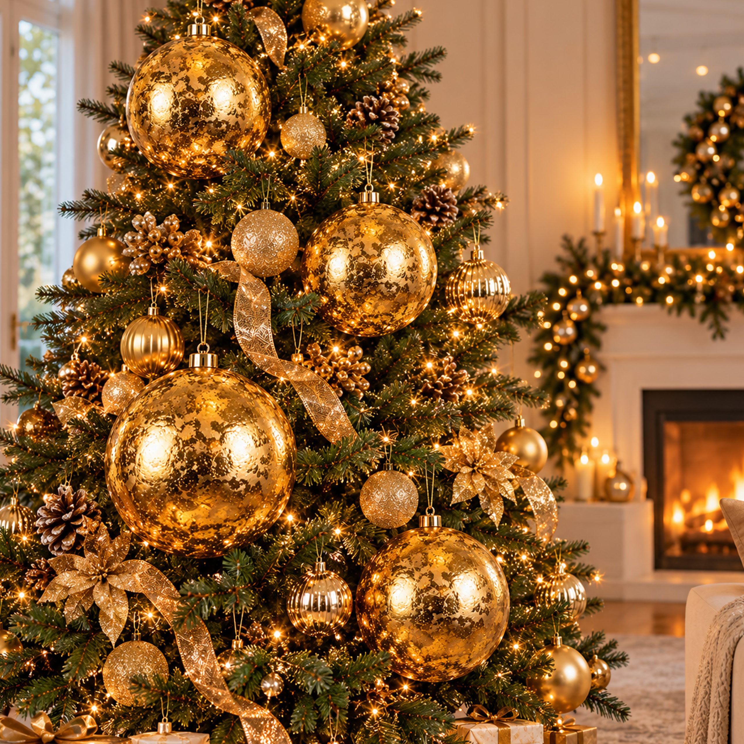 CHRISTMAS STYROFOAM BALL IN METALLIC GOLD COLOUR 30CM - Image 2