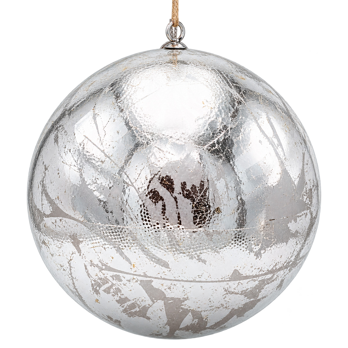 SILVER METALLIC CHRISTMAS BAUBLE 20 CM