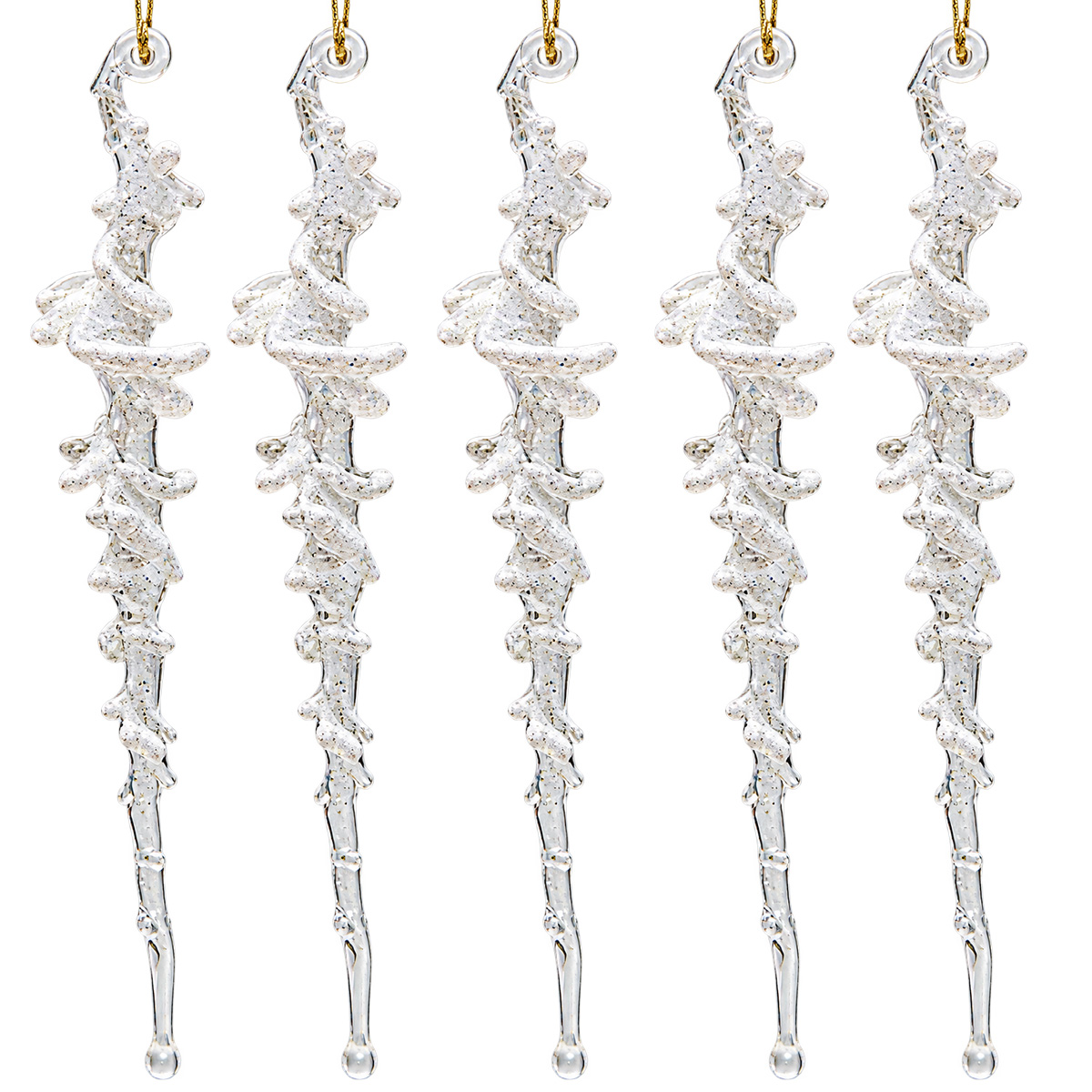 CHRISTMAS ACRYLIC FROZEN ICICLE ORNAMENT, TRANSPARENT, SET OF 5, 26.5CM