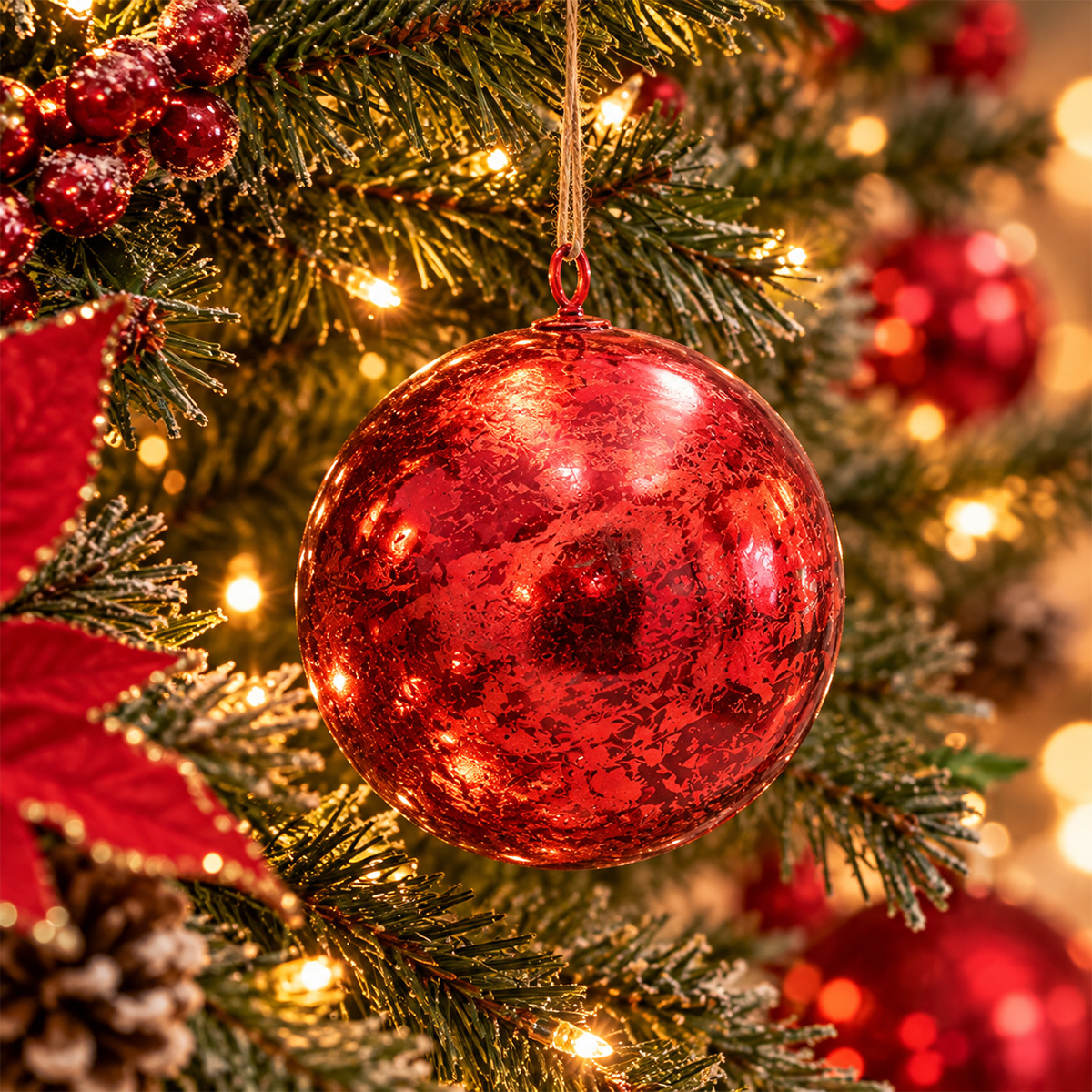 METALLIC RED CHRISTMAS BAUBLE POLYFOAM 15CM - Image 2
