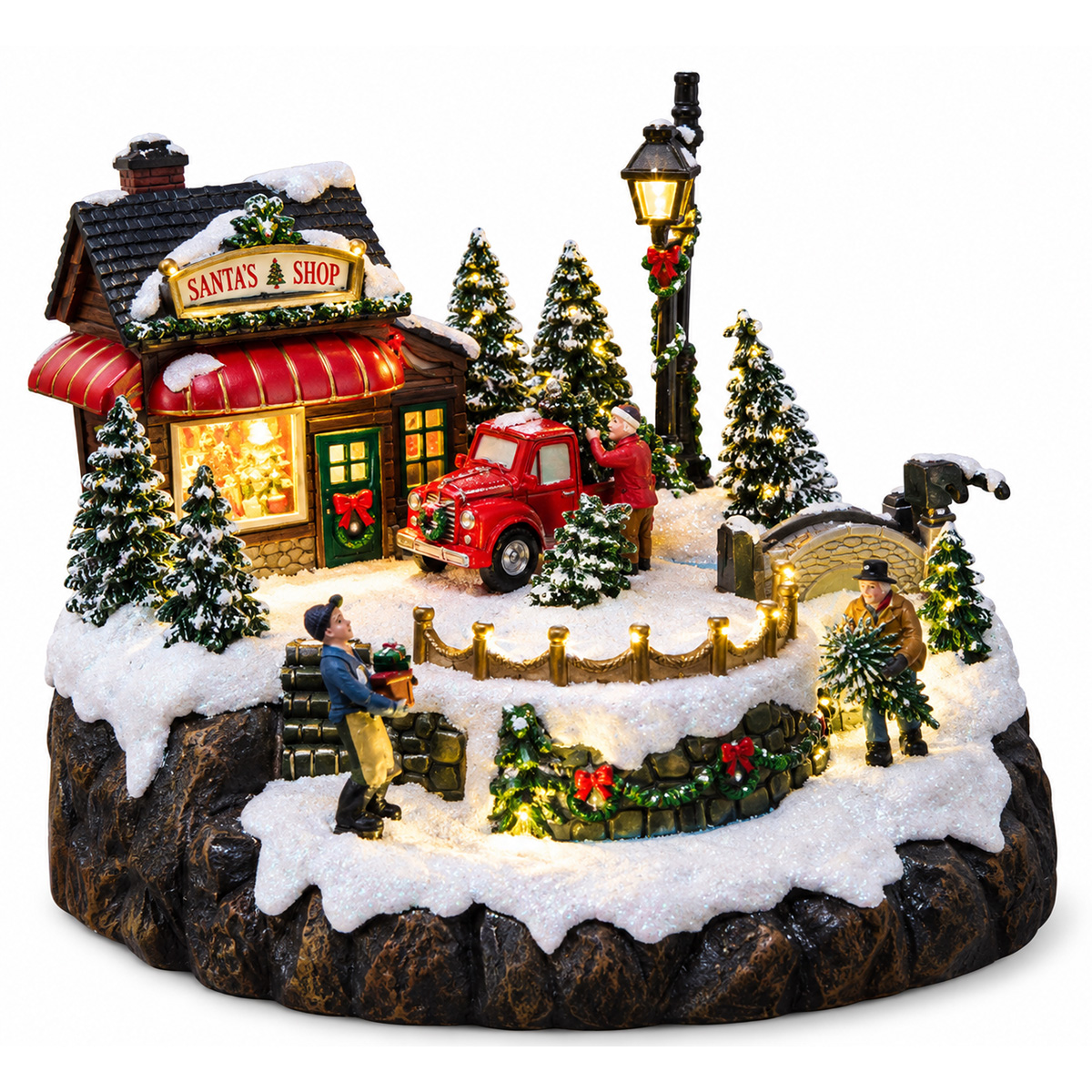 CHRISTMAS TREE SHOP WITH VEHICLE WITH MUSIC AND MOVEMENT
