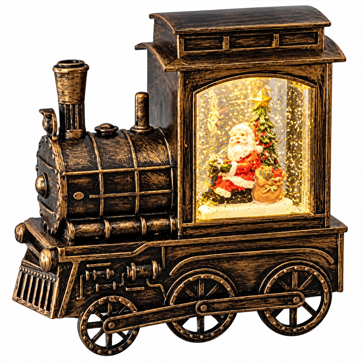 PLASTIC TRAIN WITH SANTA INSIDE WITH BATTERY 16.5X8X17CM