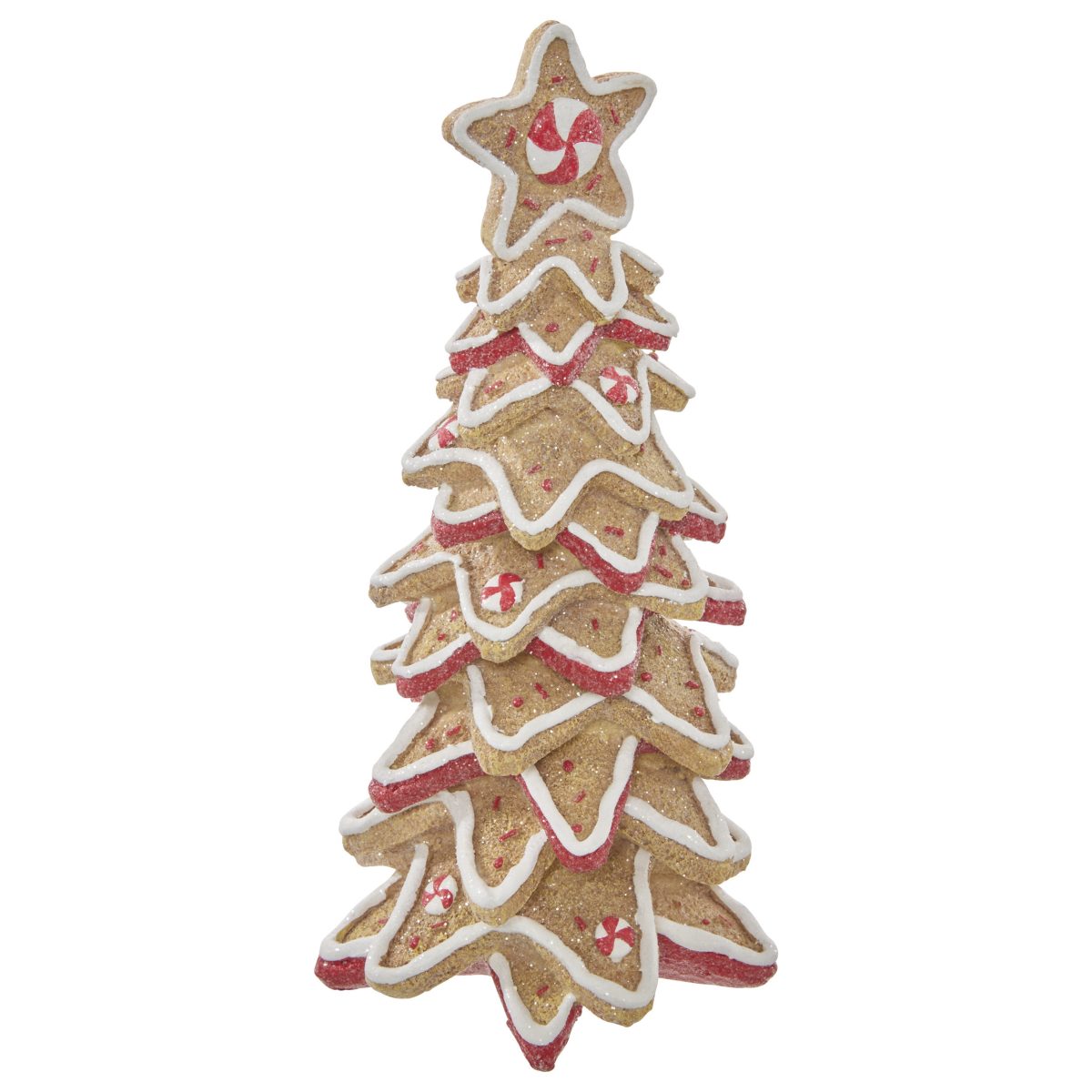 GINGERBREAD CHRISTMAS TREE BROWN CARAMEL RESIN 26CM