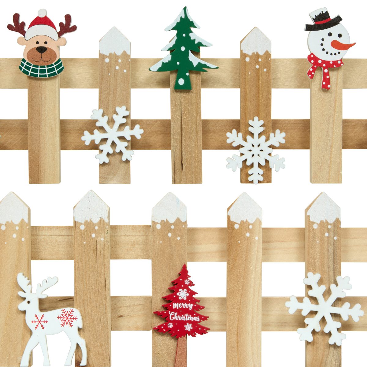 CHRISTMAS WOODEN DECORATIVE FENCE 90X10CM ASSORTED DESIGNS