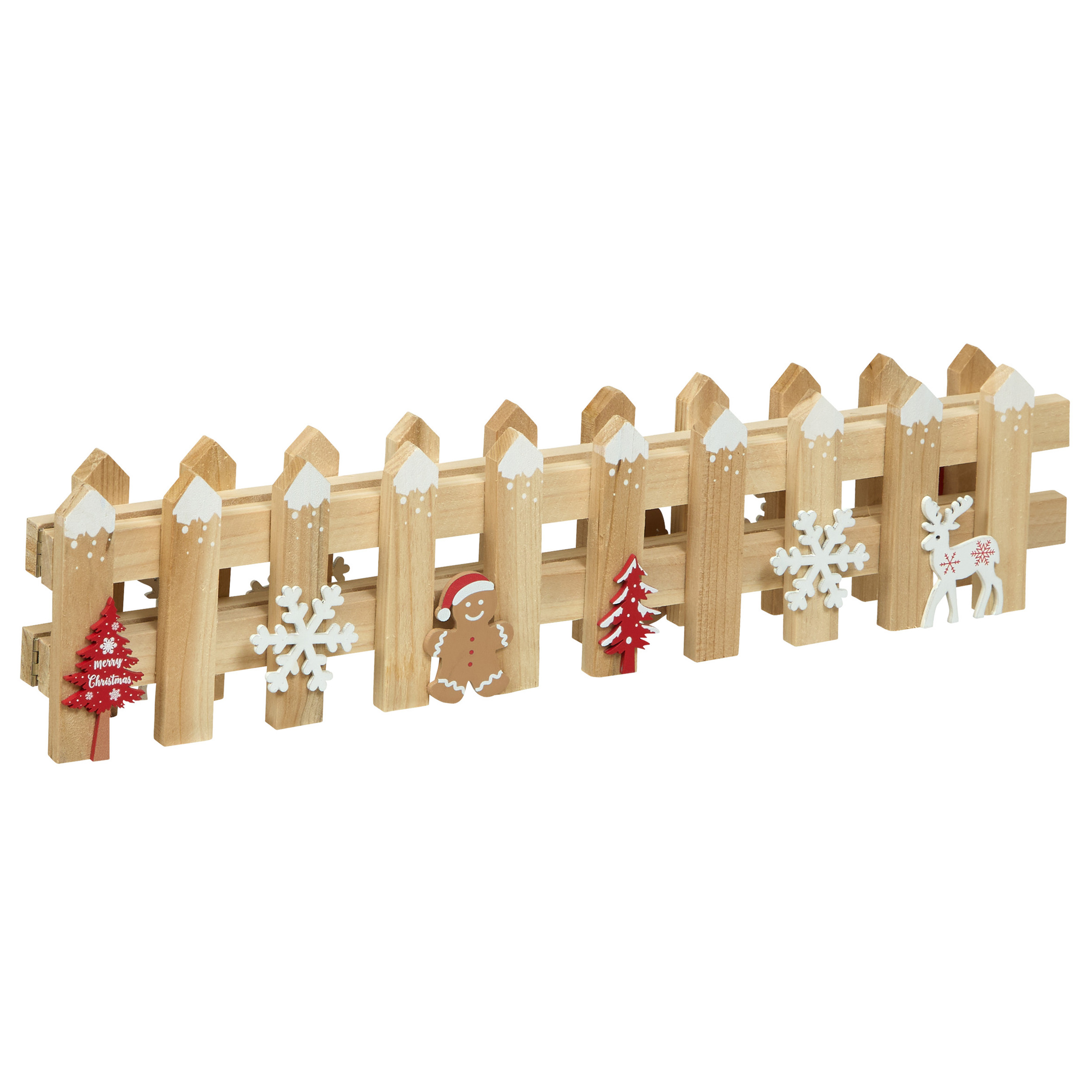 CHRISTMAS WOODEN DECORATIVE FENCE 90X10CM ASSORTED DESIGNS - Image 2
