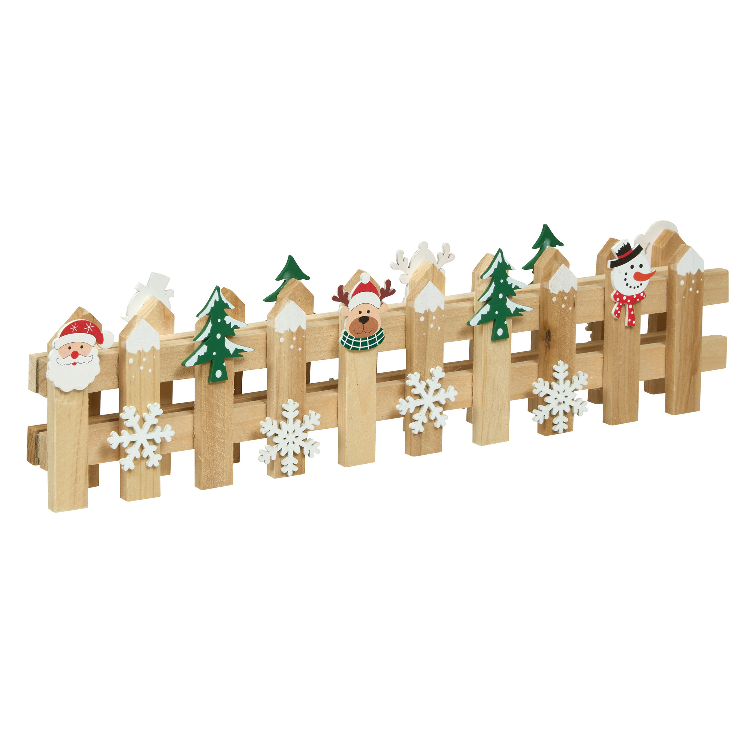 CHRISTMAS WOODEN DECORATIVE FENCE 90X10CM ASSORTED DESIGNS - Image 3